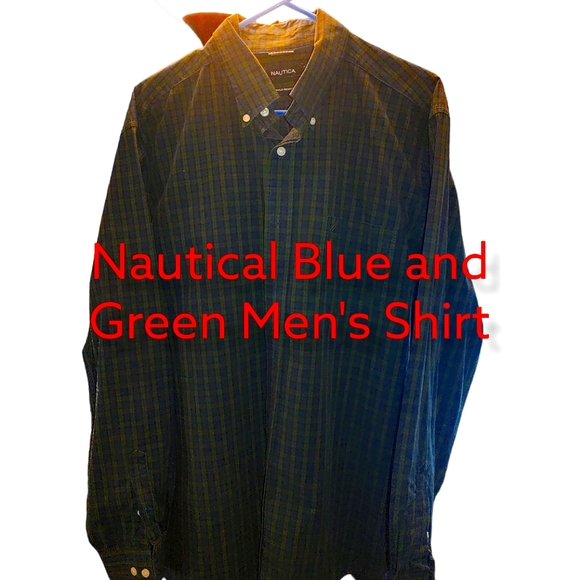 Nautica Navy and Green small plaid - Picture 1 of 2